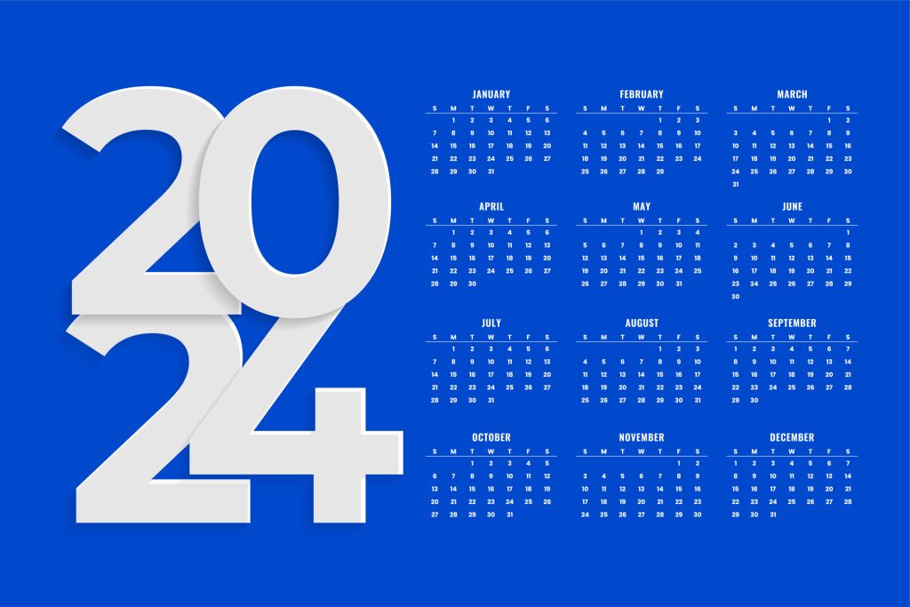 elegant 2024 wall calendar blue template a full page design